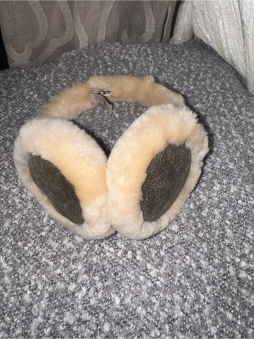 UGG Shearling Earmuffs in Beige and Brown